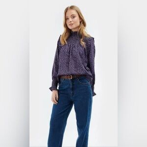 NWT Barbour midhurst floral print long sleeve high neck blouse top size 10